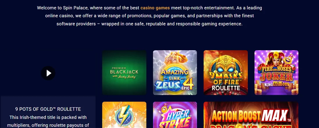 Browse Spin Palace Casino games